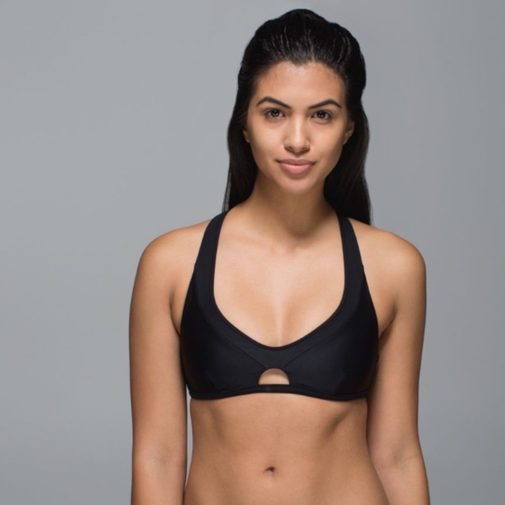 Lululemon Surf To Sand Sport Top Biking Black Strappy Swim Small